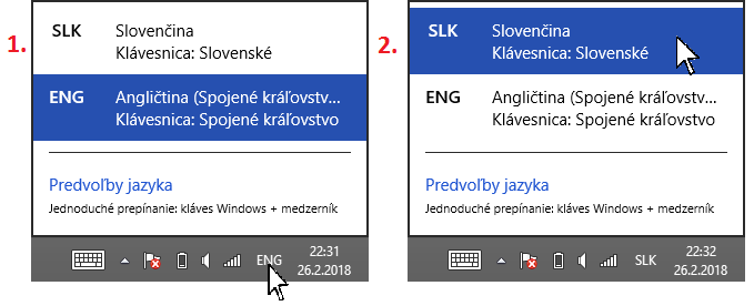 Zmena nastavenia klávesnice pre jazyk: Slovenčina